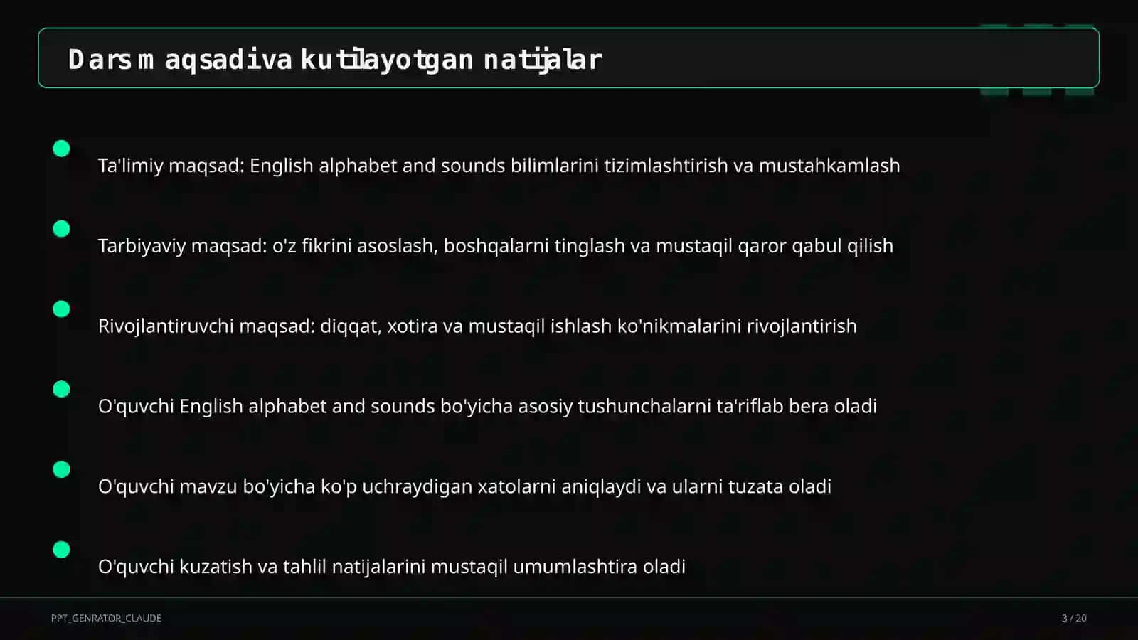 Ingliz tili (1– 4
