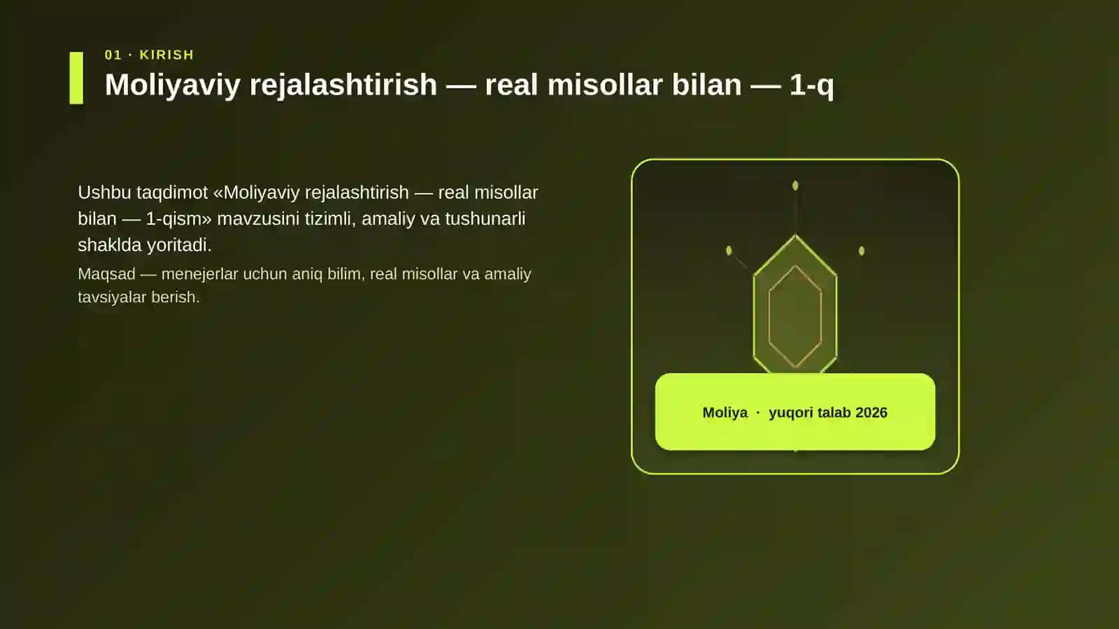 Moliyaviy rejalashtirish — real misollar bilan — 1-qism 3