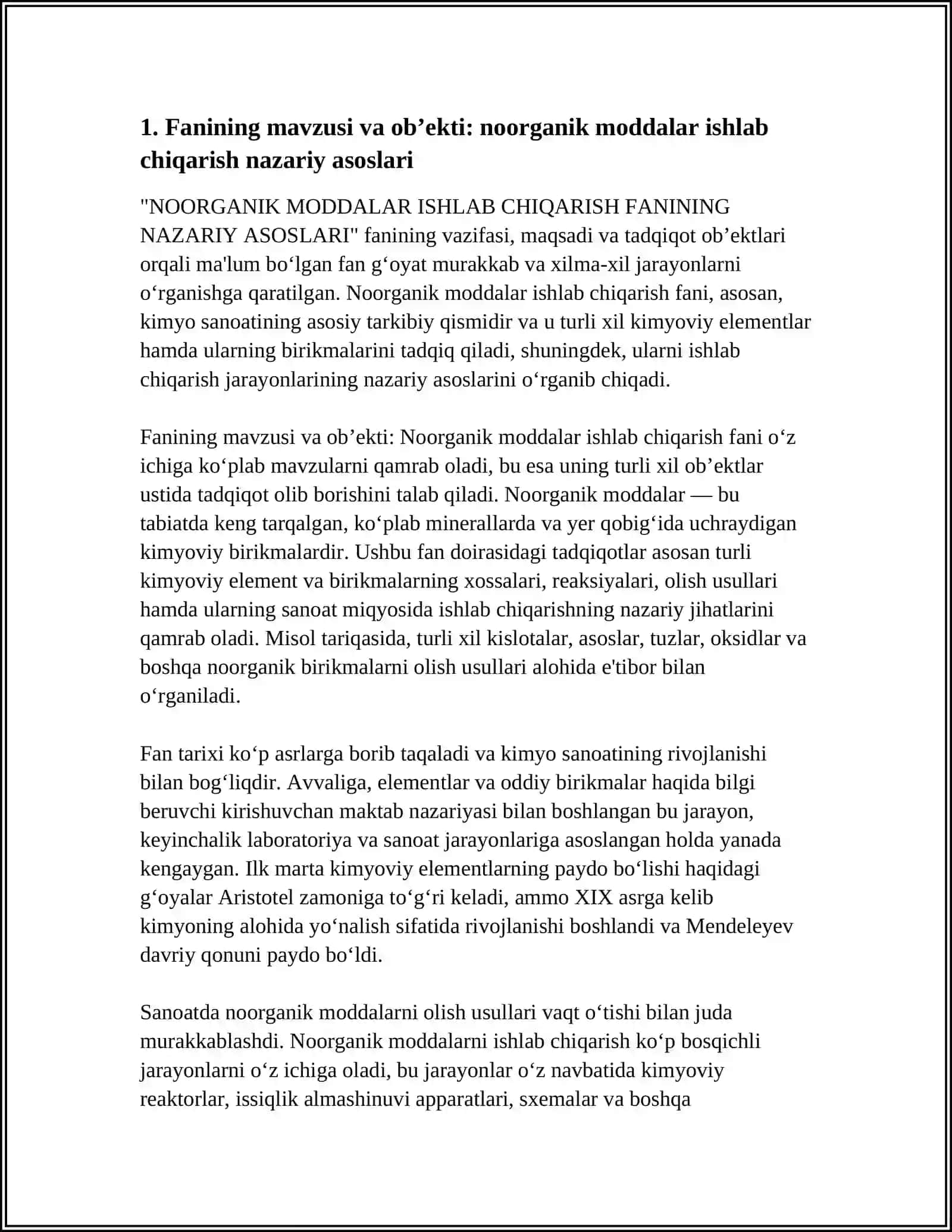 NOORGANIK MODDALAR ISHLAB CHIQARISH FANINING NAZARIY ASOSLARI 3