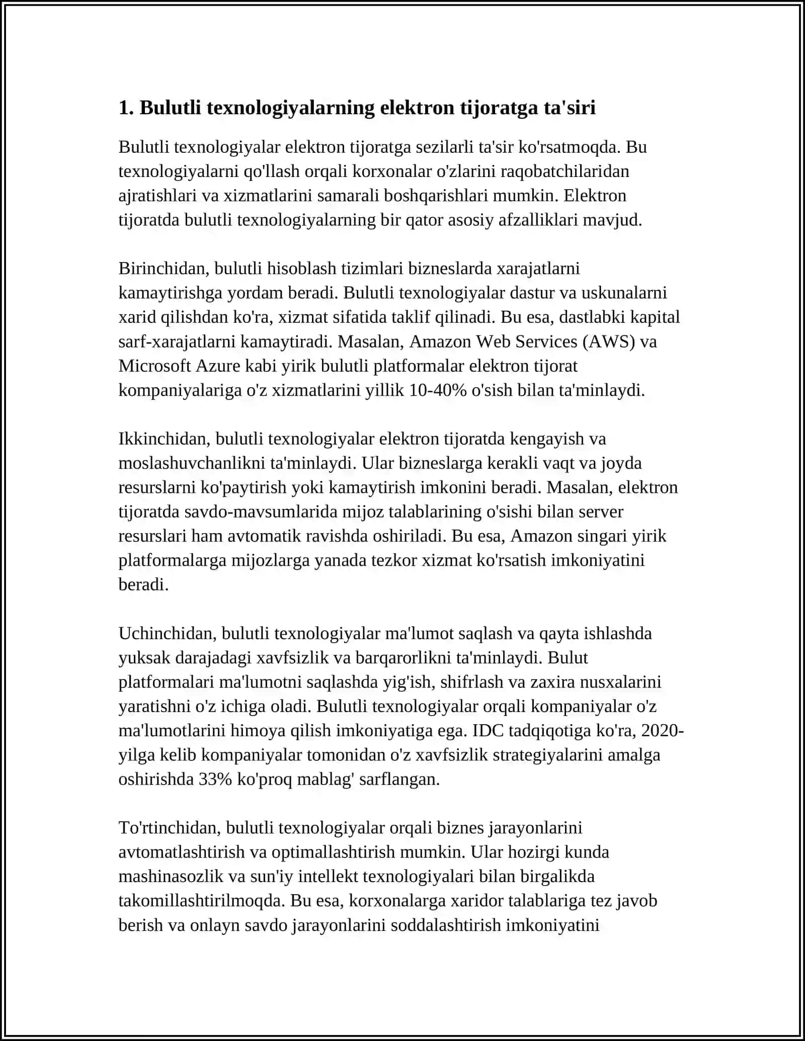 ELEKTRON TIJORATDA BULUTLI TEXNOLIGIYALARNI IQTISODIY ISRIQBOLI 3