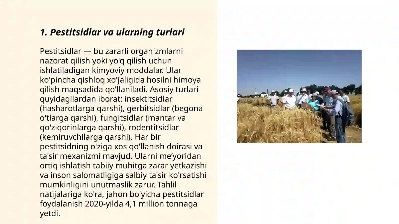 Qishloq ho'jaligida mehnat gigienasi.Pestitsidlar haqida tushuncha 3