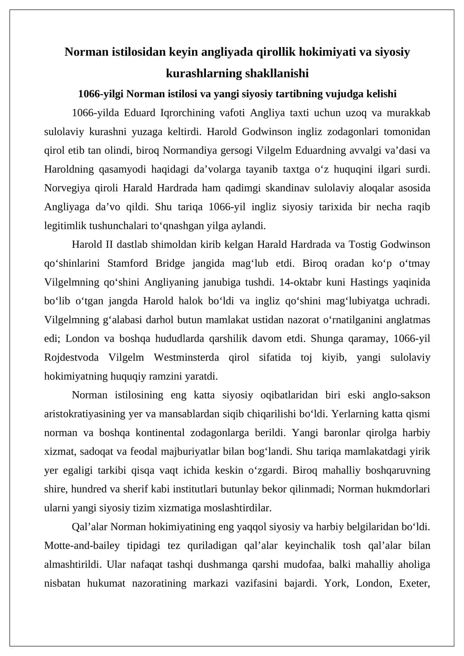 XI–XIII asr boshlarida angliyada siyosiy kurash tarixiga oid ilmiy tadqiqotlar 3