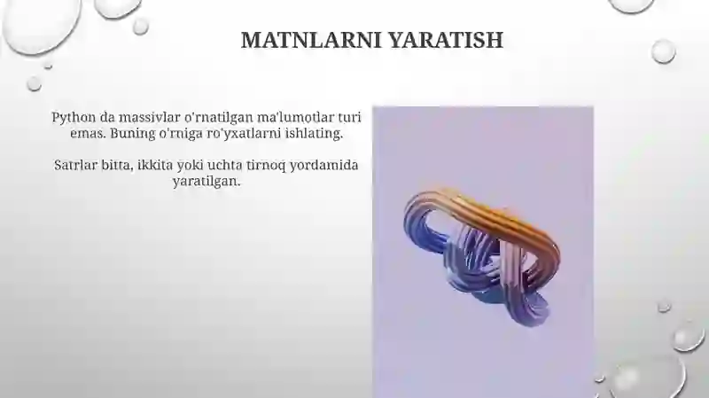Python dasturlash tilida massivlar va satriy kattaliklar 3