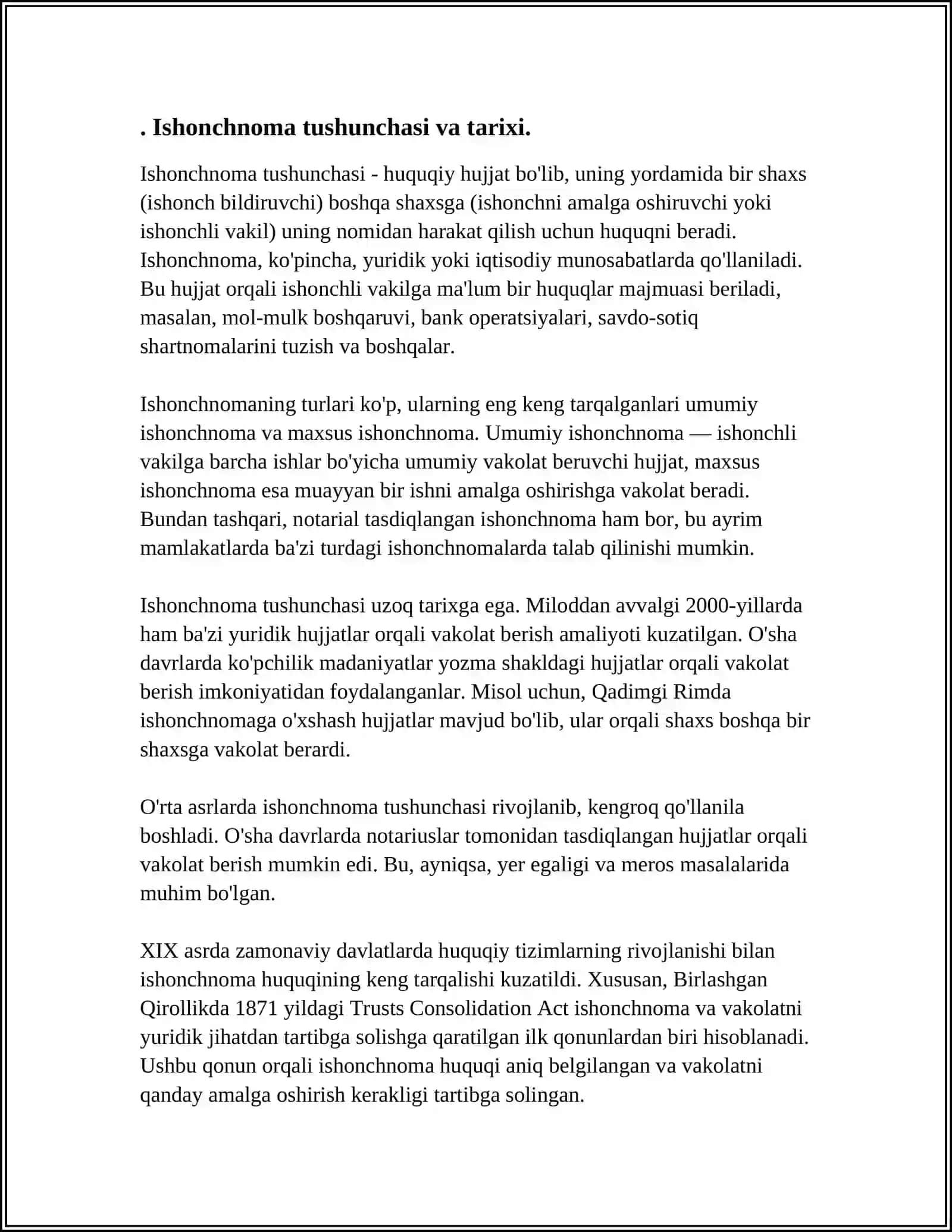 Ishonchnoma va ma'lumotnoma, ularning yozilish uslubi haqida matn tayyorlash 3