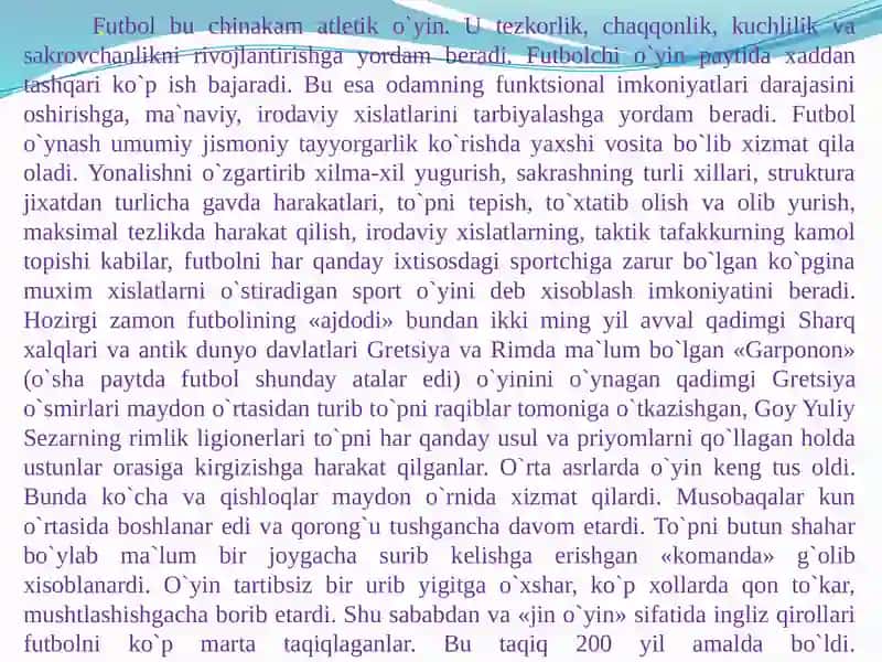 Futbol o’yinnig paydo bo’lishi va rivojlanish bosqichlari 3