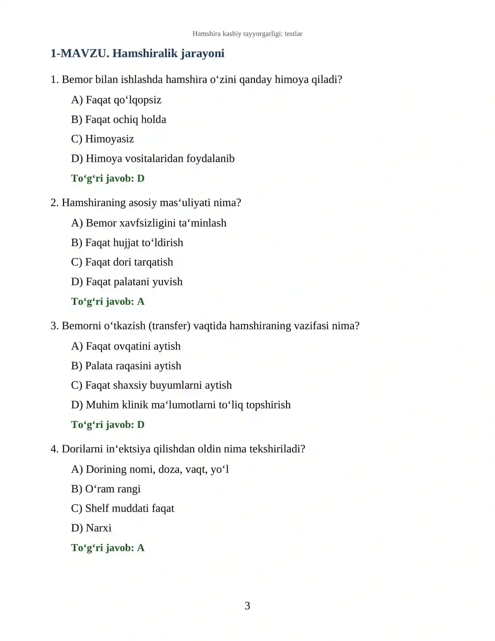 TESTLAR TO'PLAMI 3