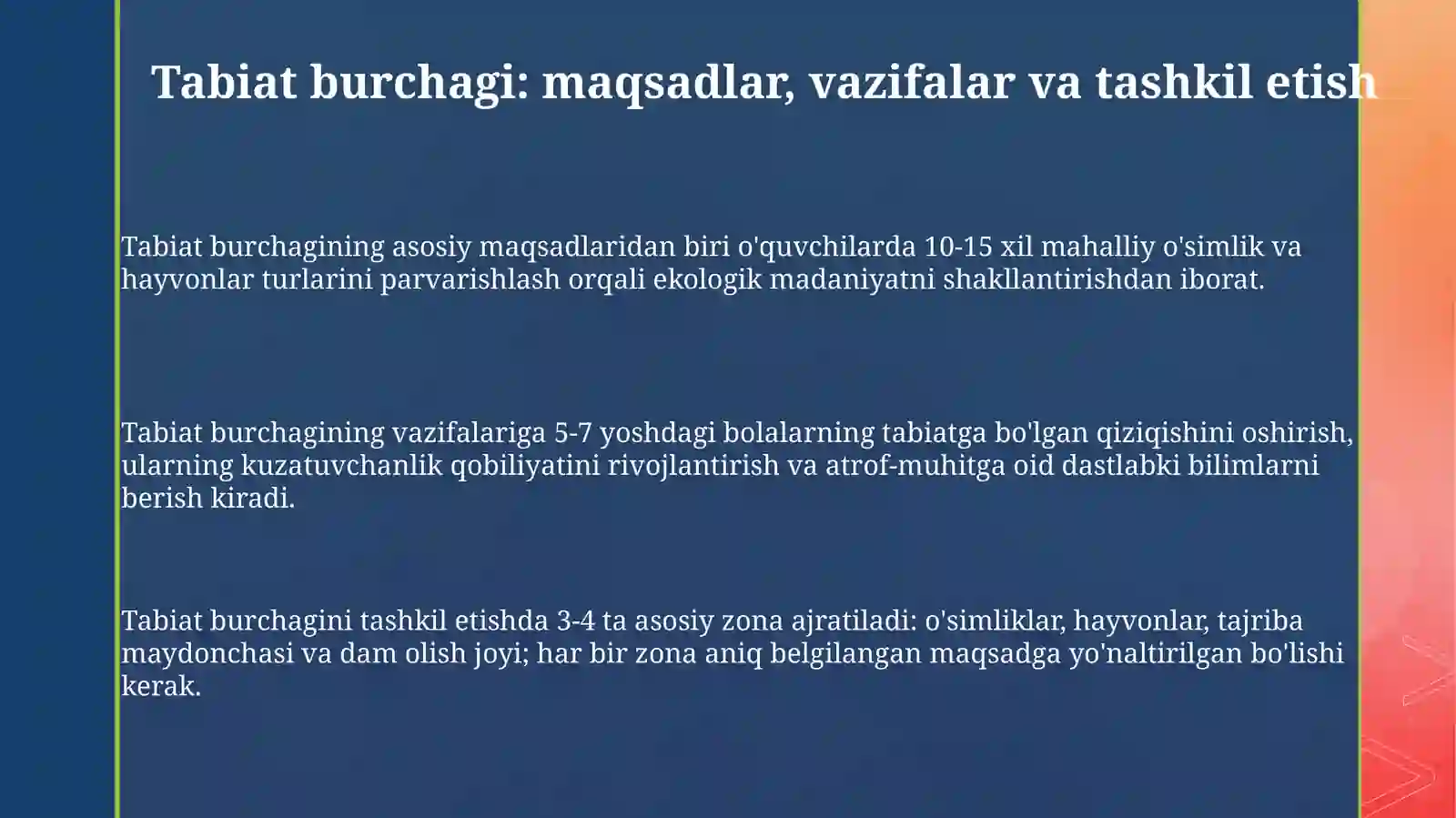 Tabiat burchagi va o'quv tajriba uchastkasi 3