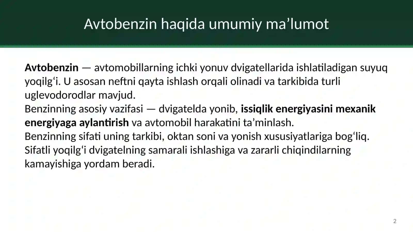 AVTOBENZINLARNING VA ULARNING DVIGATELDA YONISHINING ATROF-MUHITGA TA'SIRI 3