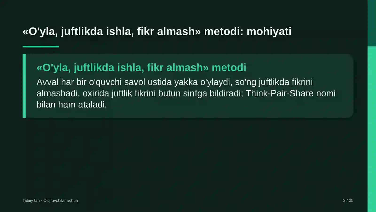 tabiiy fan darslarida o'yla juftlikda ishla fikr almash metodidan foydalanish 1776 3