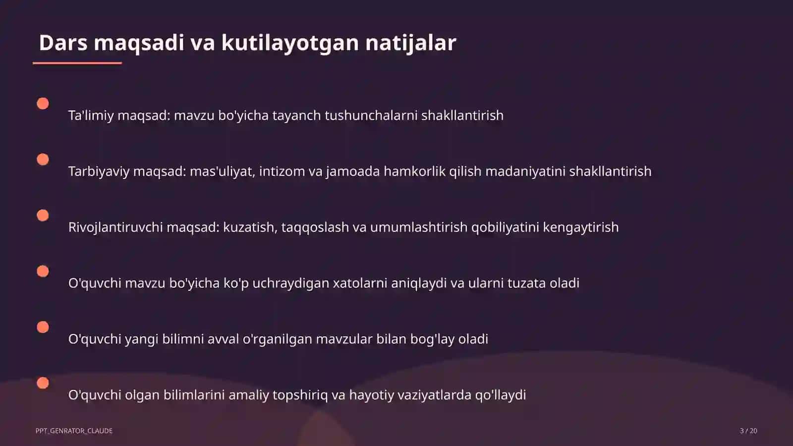 Dars rejasi 4