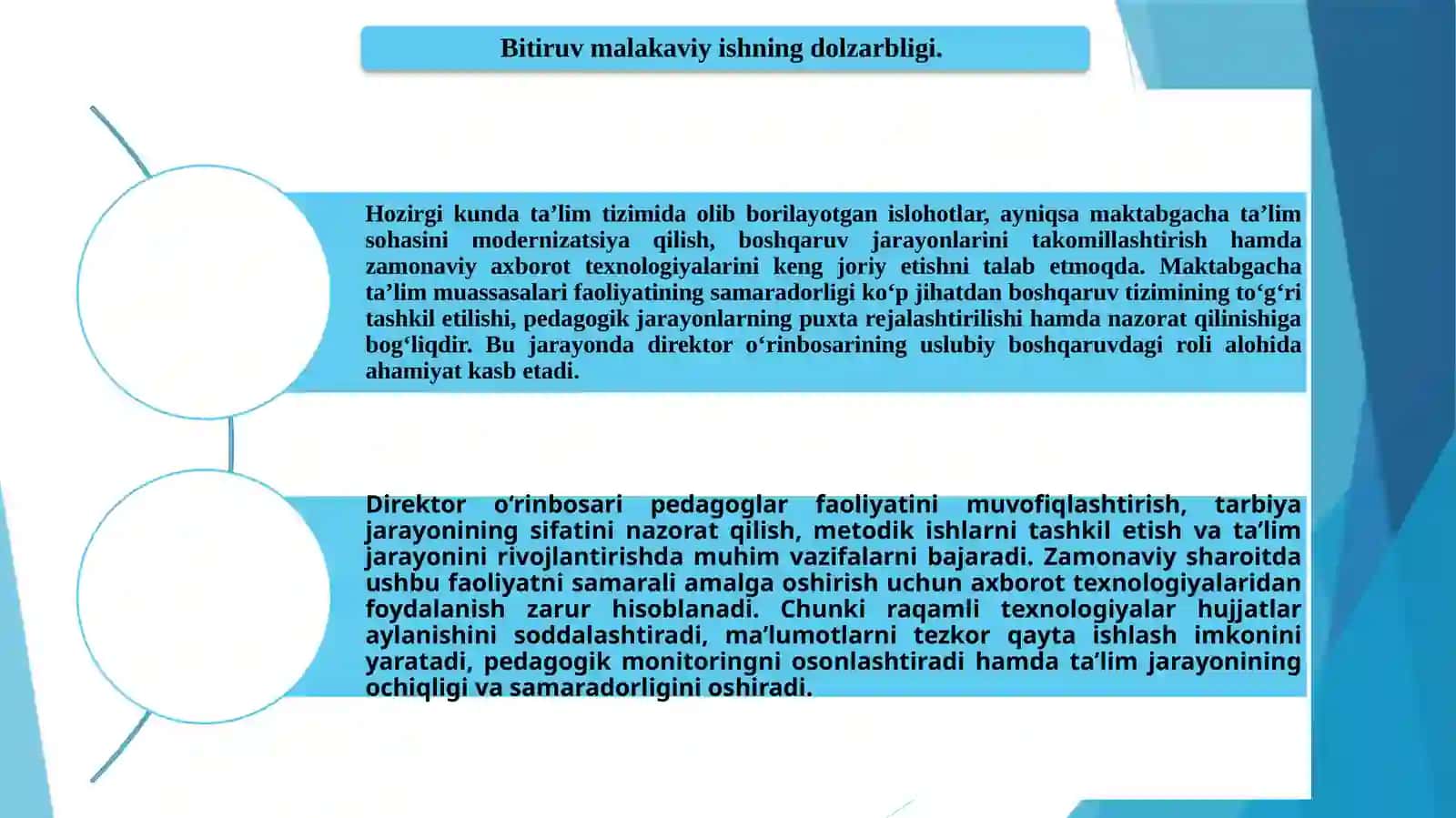 MAKTABGACHA TA’LIM MUASSASASI USLUBIY BOSHQARUVIDA DIREKTOR O‘RINBOSARI VA TARBIYANI BOSHQARISH JARAYONIDA AXBOROT TEXNOLOGIYALARINI QO‘LLASH 3