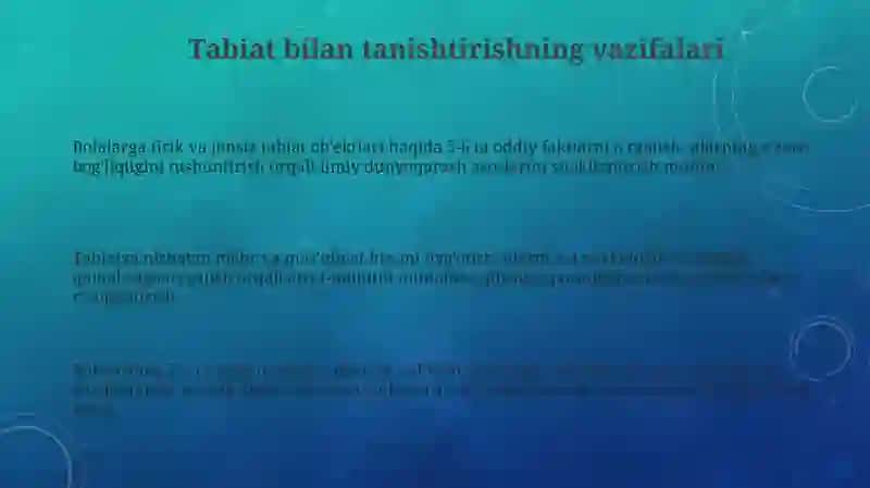 Maktabgacha yoshdagi bolalarni tabiat bilan tanishtirish vazifalari va metod vositalari 3
