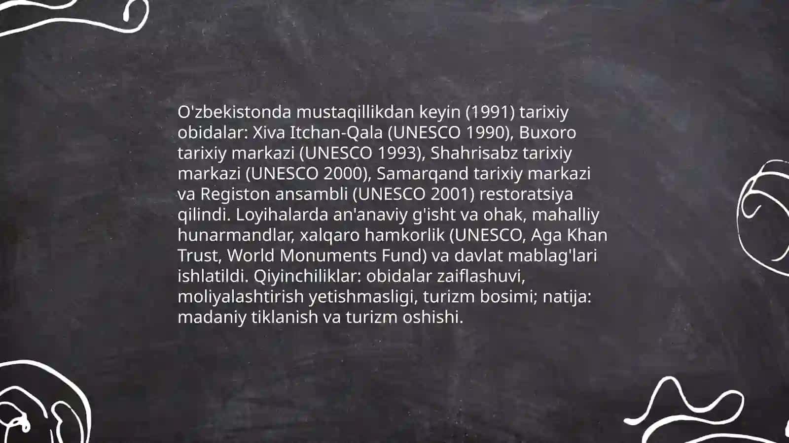O'zbekistonda ma'naviy va tarixiy merosining tiklanishi, madaniyat va san'at 3