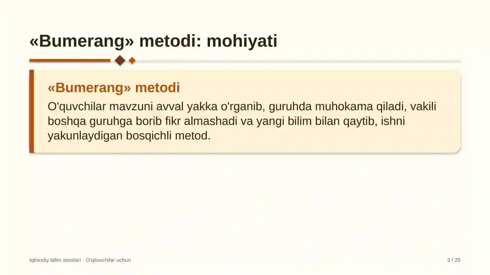 iqtisodiy bilim asoslari darslarida bumerang metodidan foydalanish 1573 3