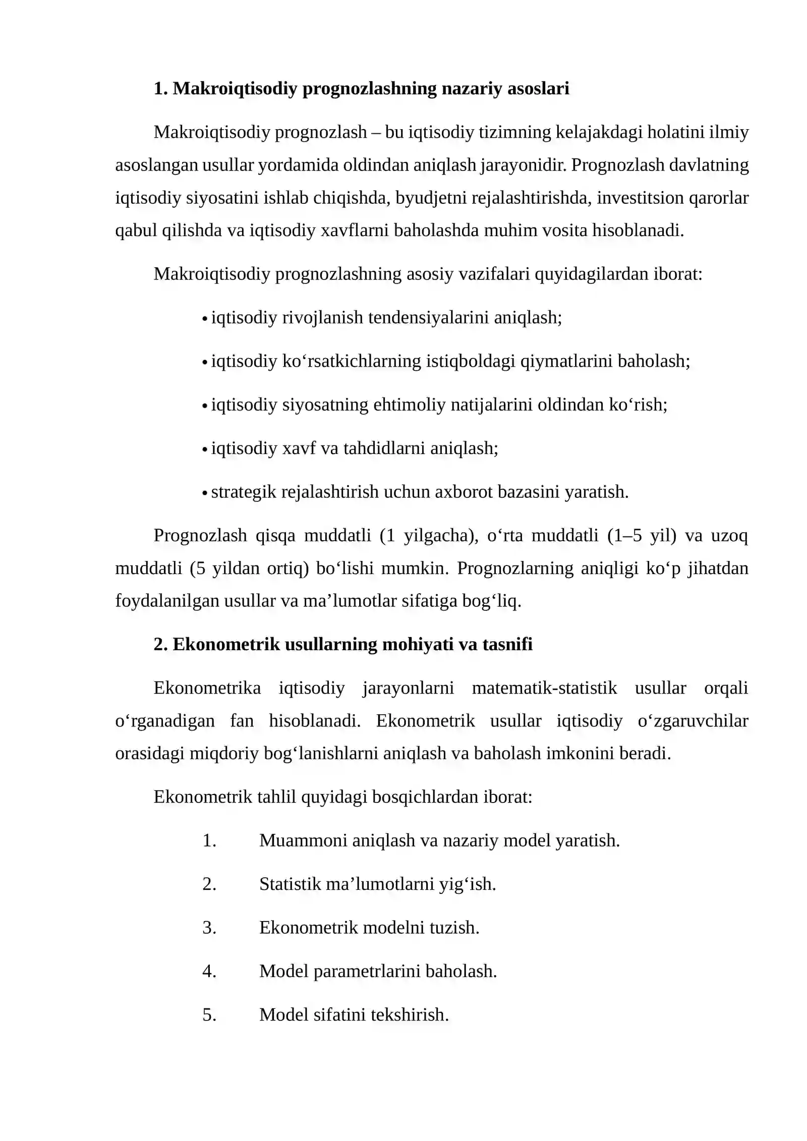 MAKROIQTISODIY PROGNOZLASHDA EKONOMETRIK USULLARDAN FOYDALANISH 3