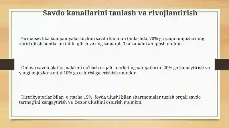 Farmasevtik korxonalarida marketing tizimini tashkil etish 3