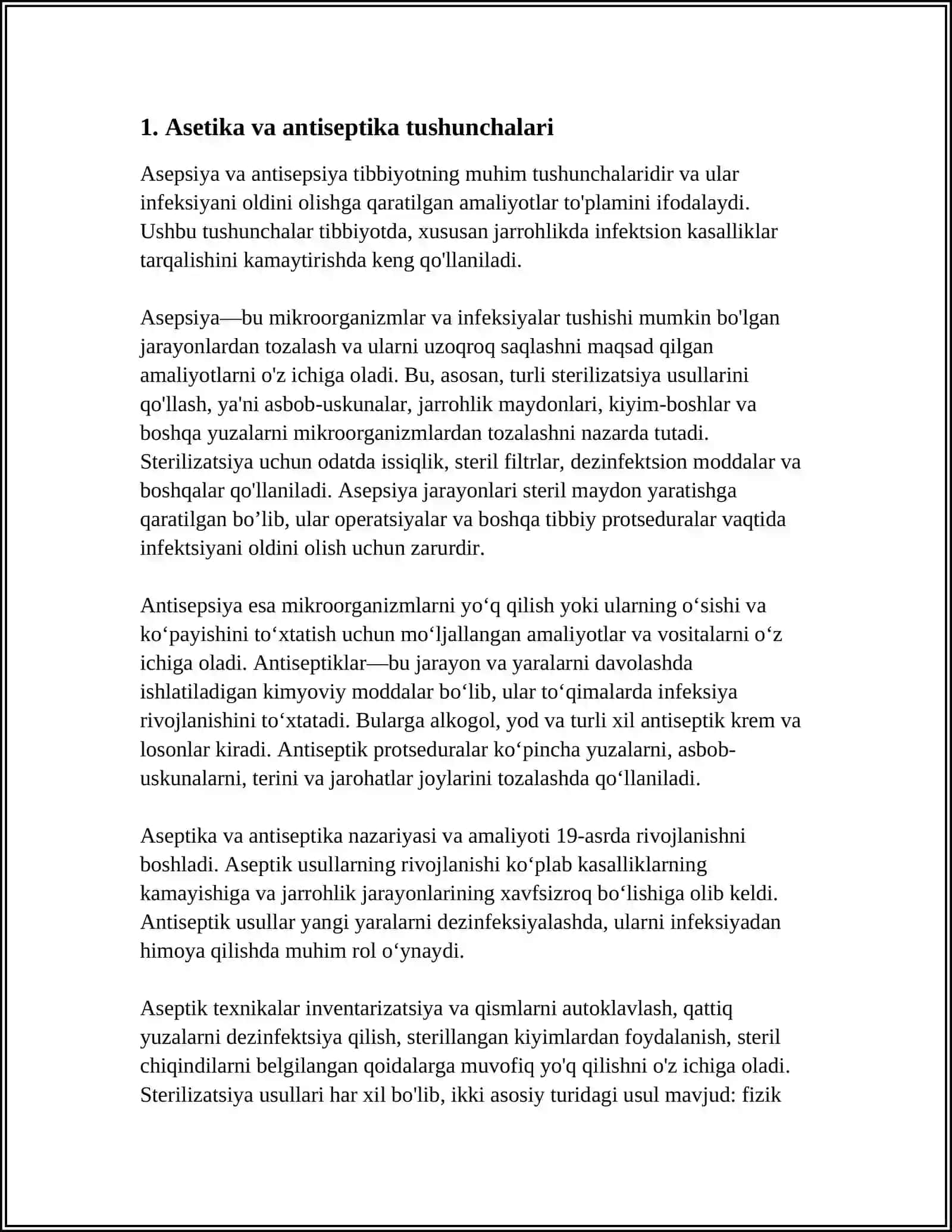 ASETIKA VA ANTISEPTIKA TAMOYILLARI. QOʻLLAR GIGIYENASI. QOʻLLARNI YUVISH TEXNIKASI 3