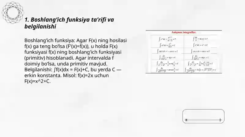 Boshlangʻich funksiya.Aniqmas integral 3
