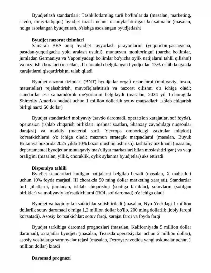 Byudjet hisobining standartlari va ularning mazmuni 3