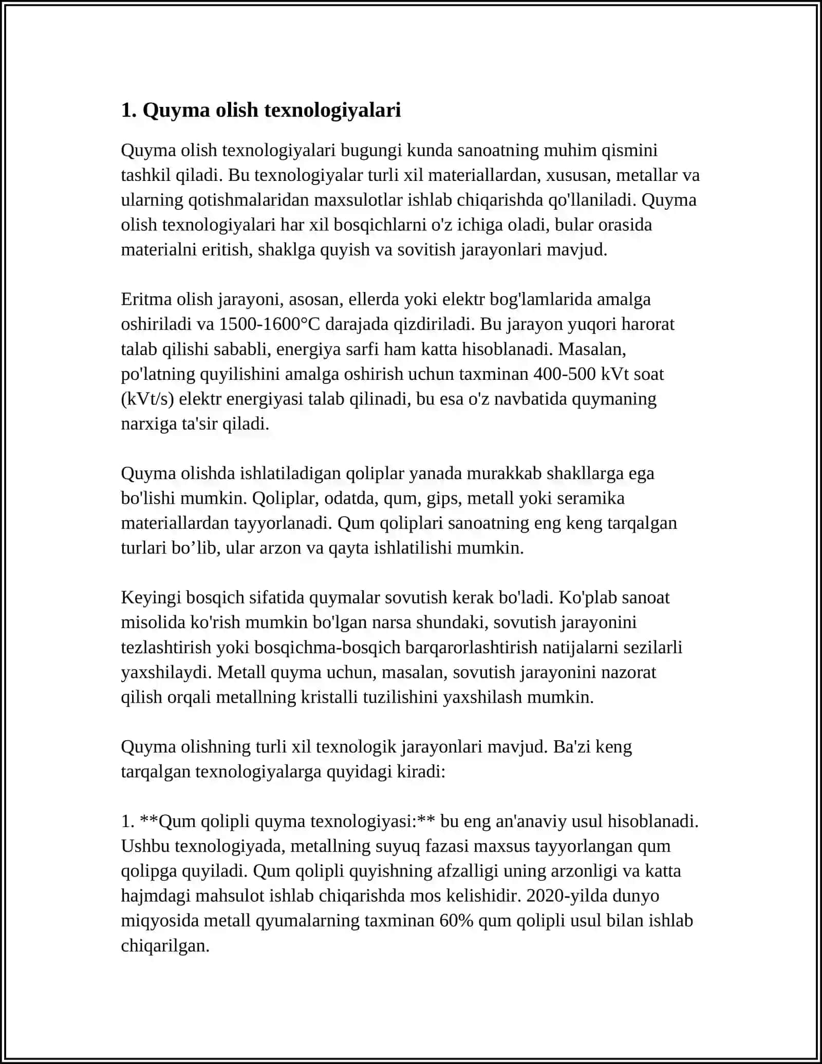 Quyma olish texnologiyalari 3