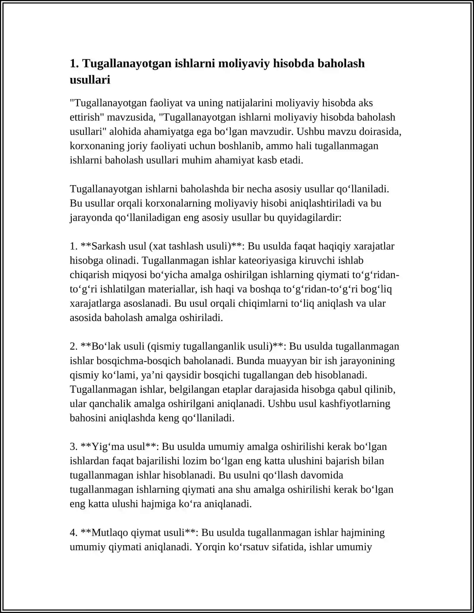 TUGALLANAYOTGAN FAOLIYAT VA UNING NATIJALARINI MOLIYAVIY HISOBDA AKS ETTIRISH 3