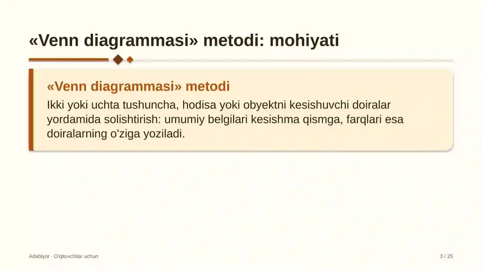 adabiyot darslarida venn diagrammasi metodidan foydalanish 9545 3