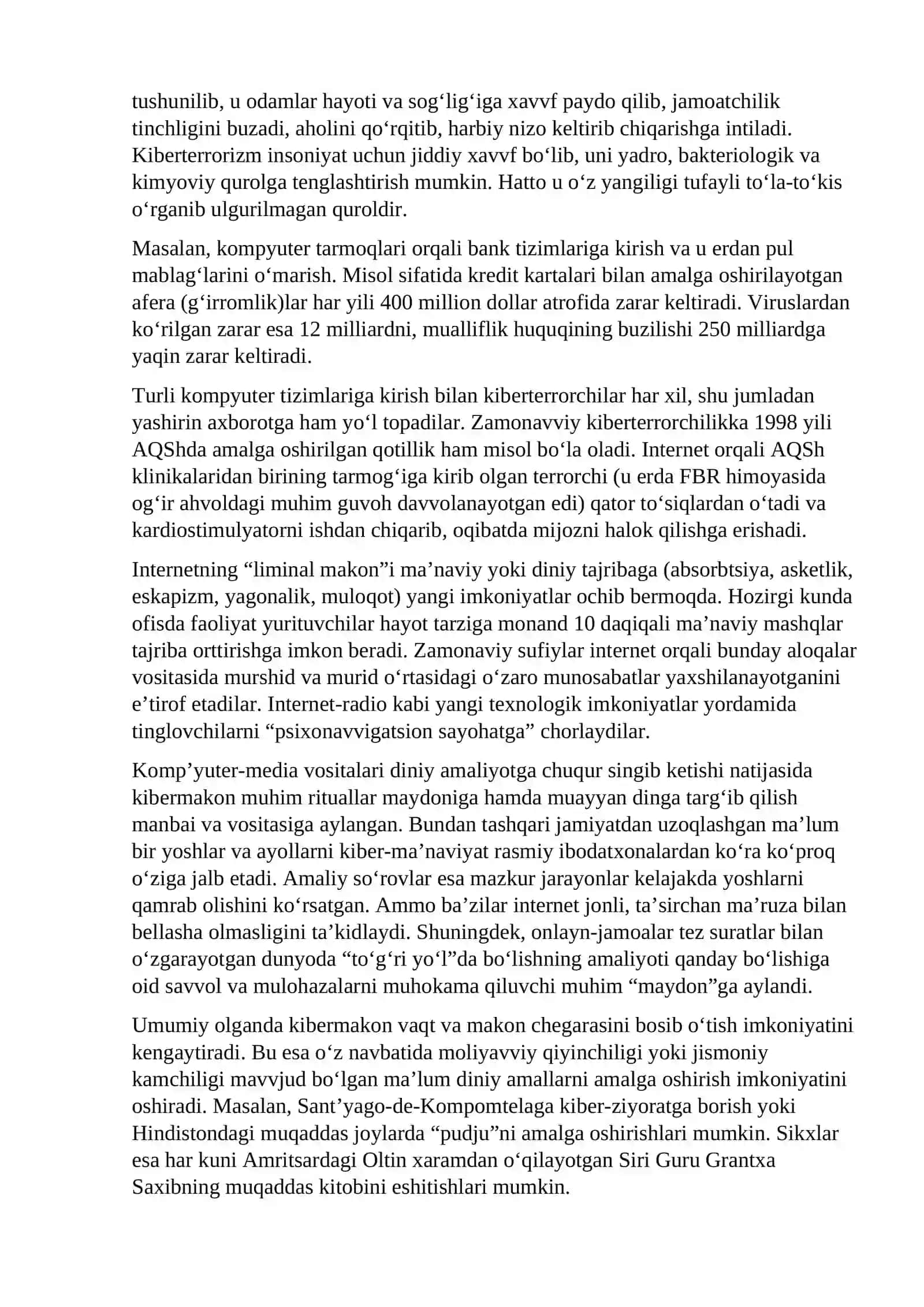 Kiber makonda din. Missionerlik va prozelitizmning ijtimoiysiyosiy xavfi 3