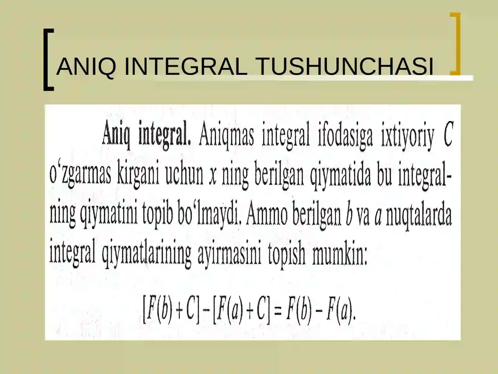 Integral usuli usuli va uni tahlilda qo’llanilishi 3