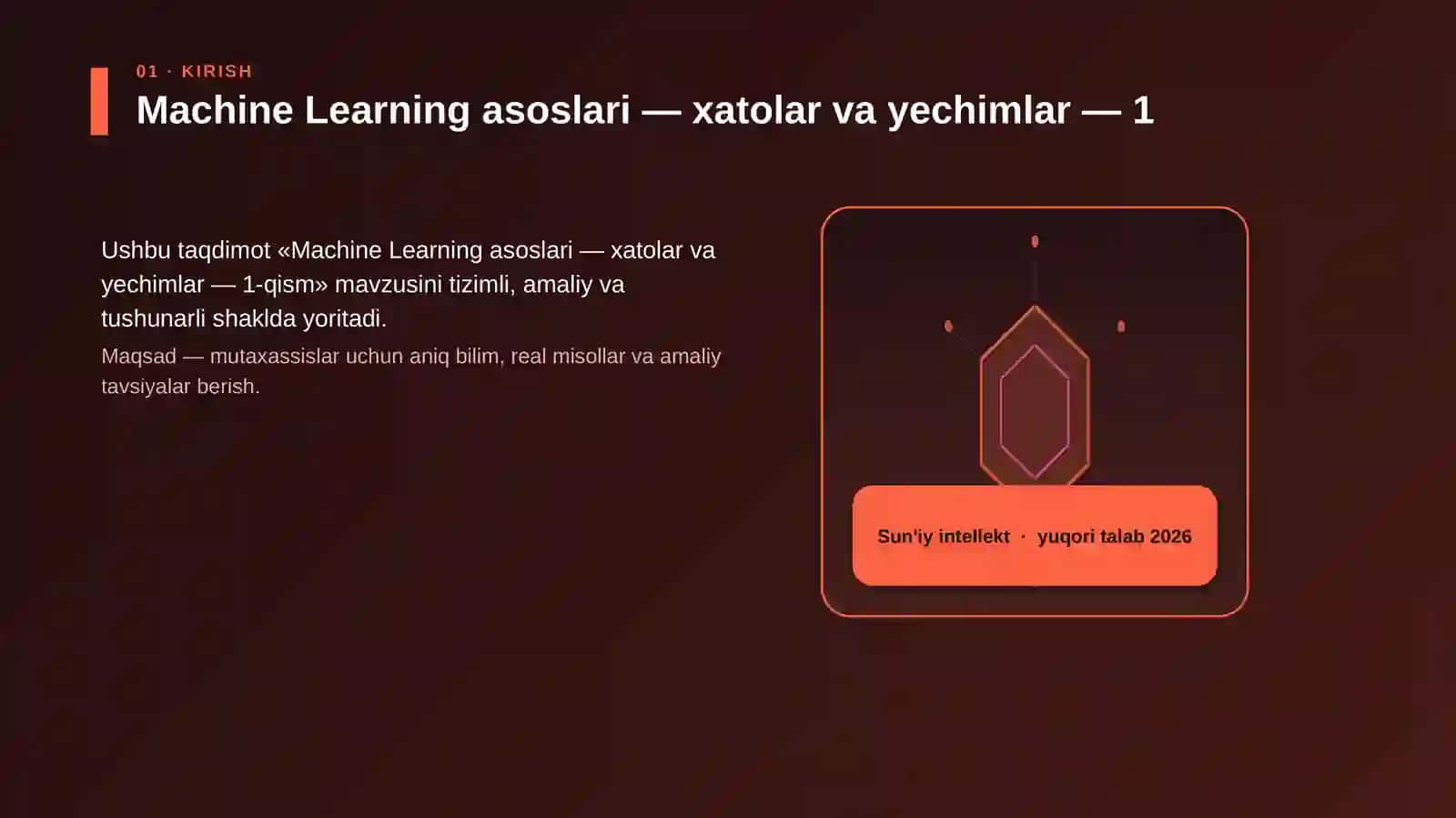 Machine Learning asoslari — xatolar va yechimlar — 1 3