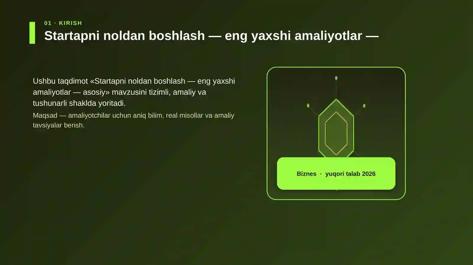 Startapni noldan boshlash — eng yaxshi amaliyotlar — asosiy 3