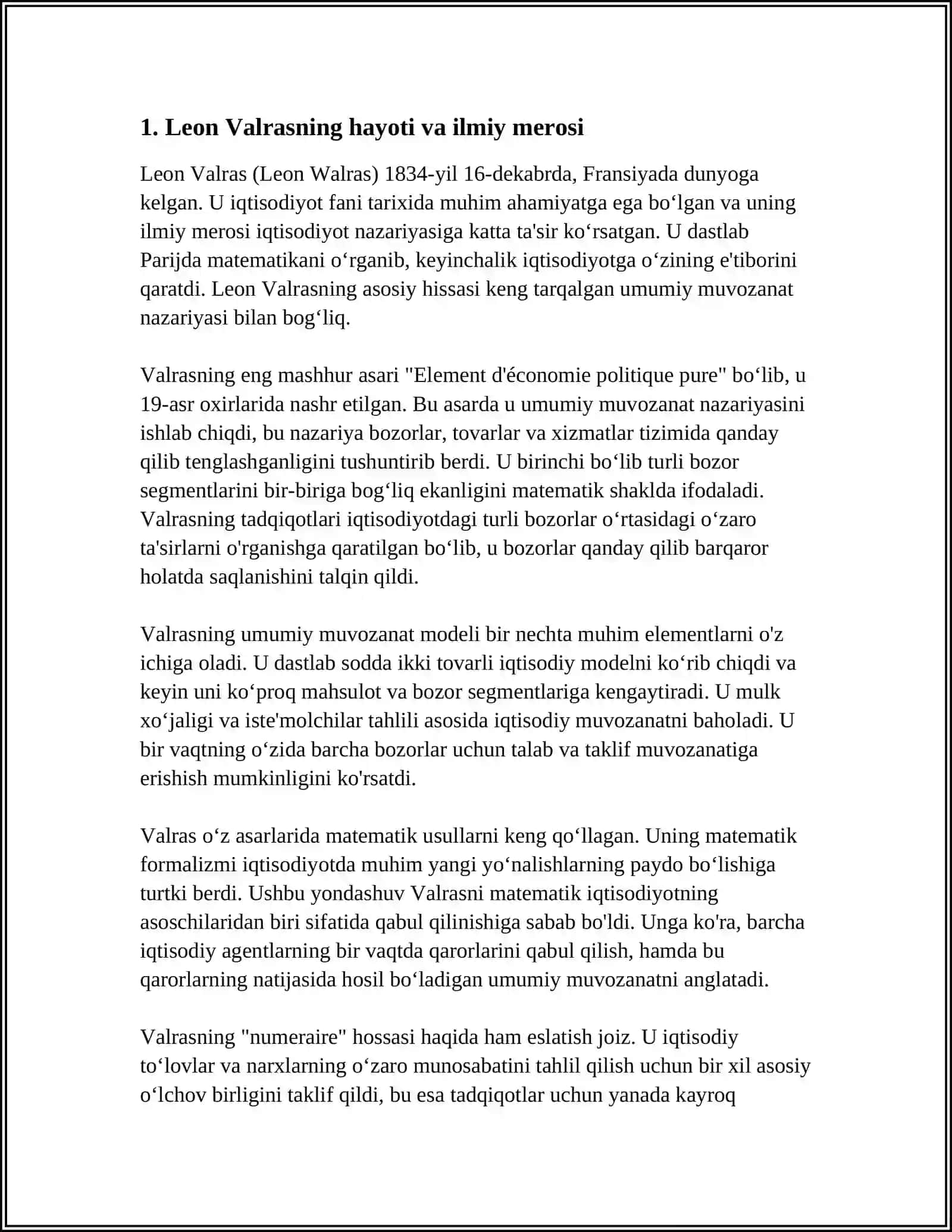 LEON VALRAS VA UMUMIY MUVOZANAT NAZARIYASI 3