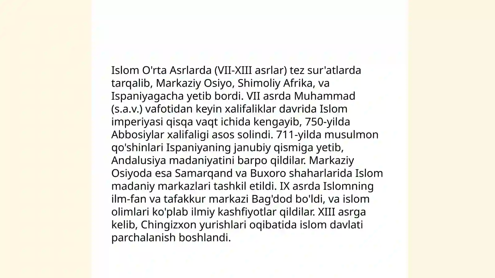 Arab o'rta asrlarda: islom va xalifalik 3
