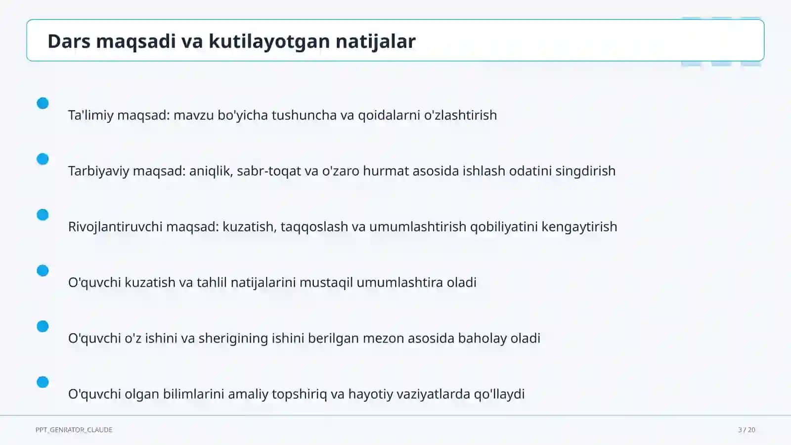 Dars rejasi 3