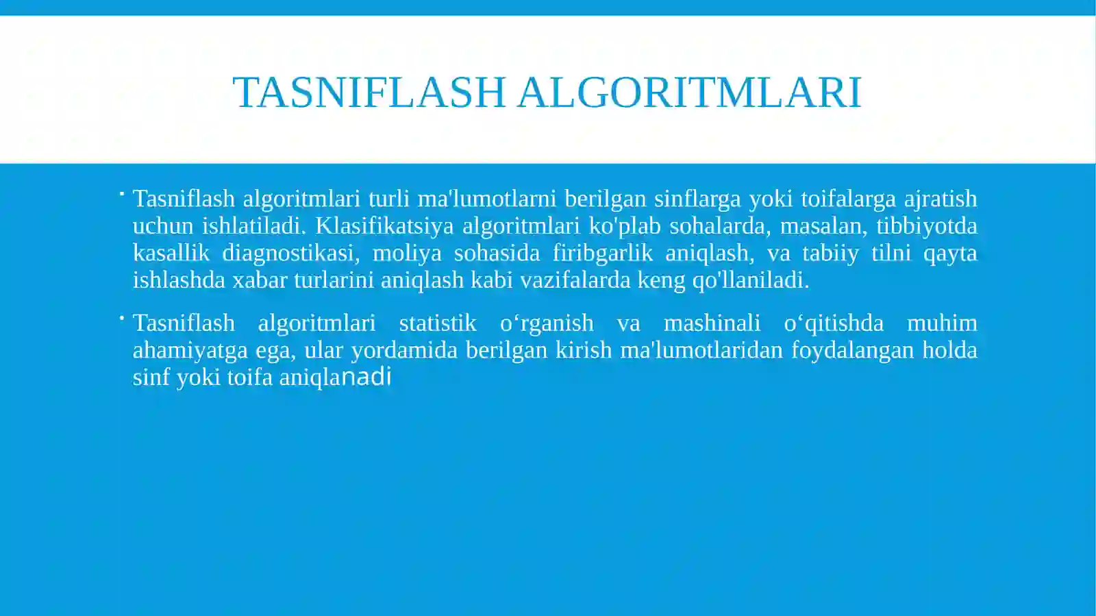 Mashinali o‘qitish algoritmlari 3