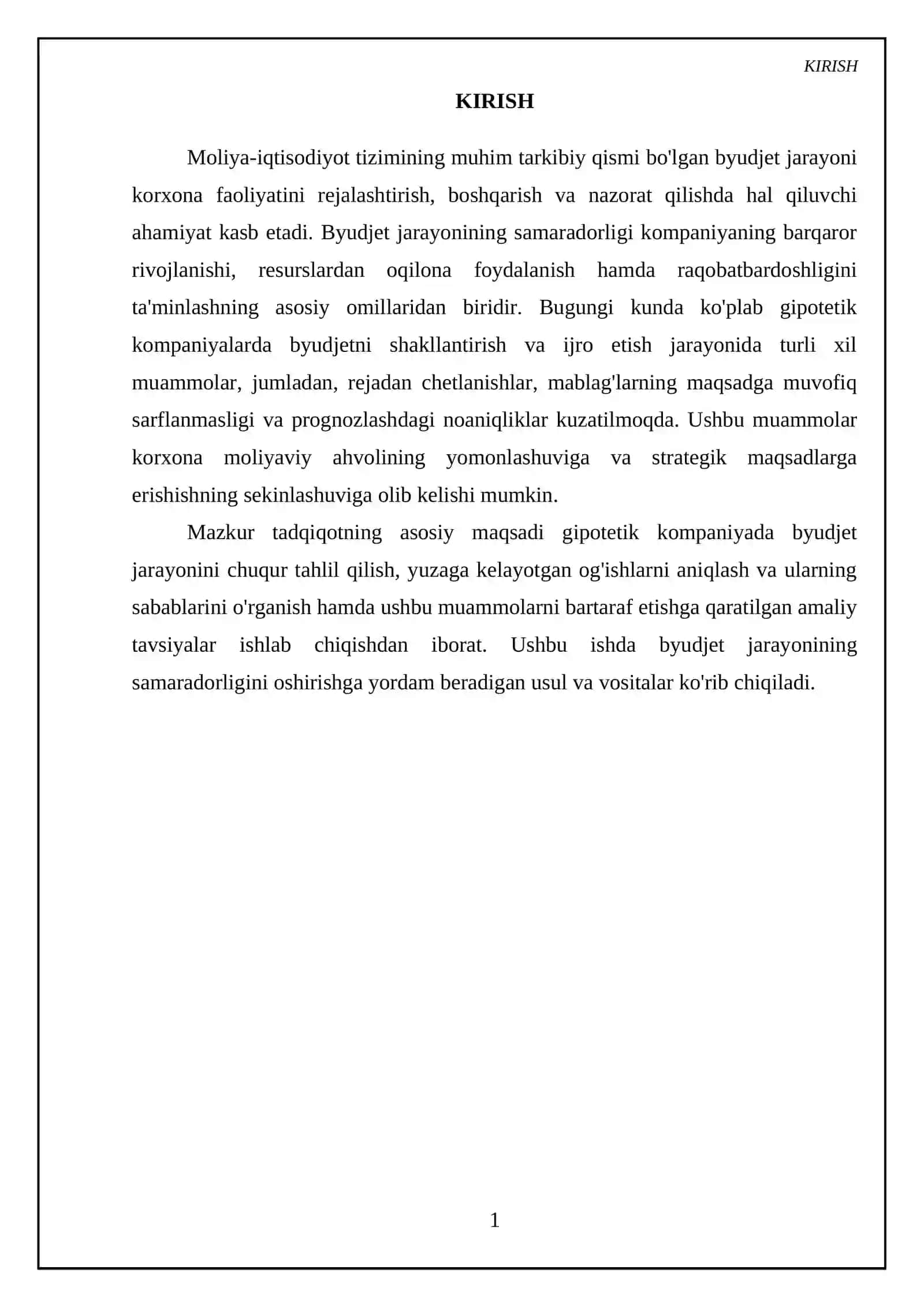 Gipotetik kompaniyada byudjet jarayonini tahlil qilish:Og‘ishlarni aniqlash va tavsiyalar 3