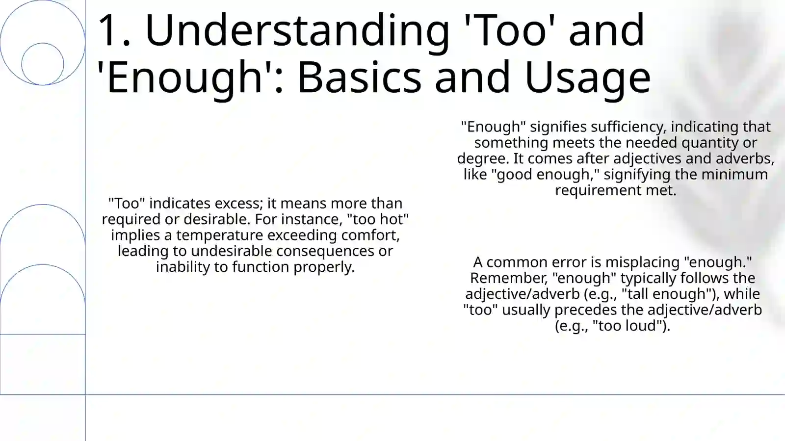 Presentation on 'Too' and 'Enough' 3