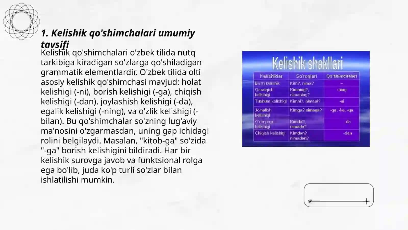 Kelishik qo'shimchalari belgili va belgisiz qo'lanilishi haqida ma'lumot 3