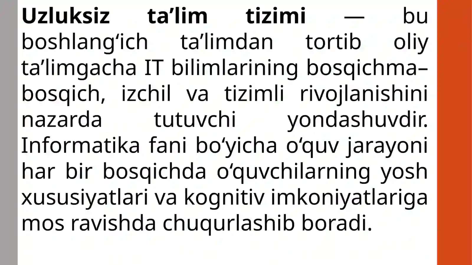 Uzluksiz tizimida Informatika va Axborot texnologiyalari fanlari mazmuni 3