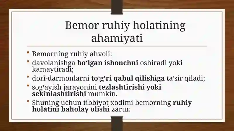 Bemorlarni Ruhiy Holati. Depressiya, Shok, Qo’rquv va Boshqalar 3