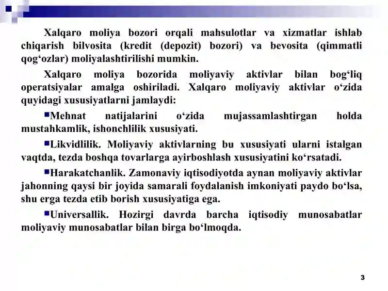 Xalqaro moliya bozori 3