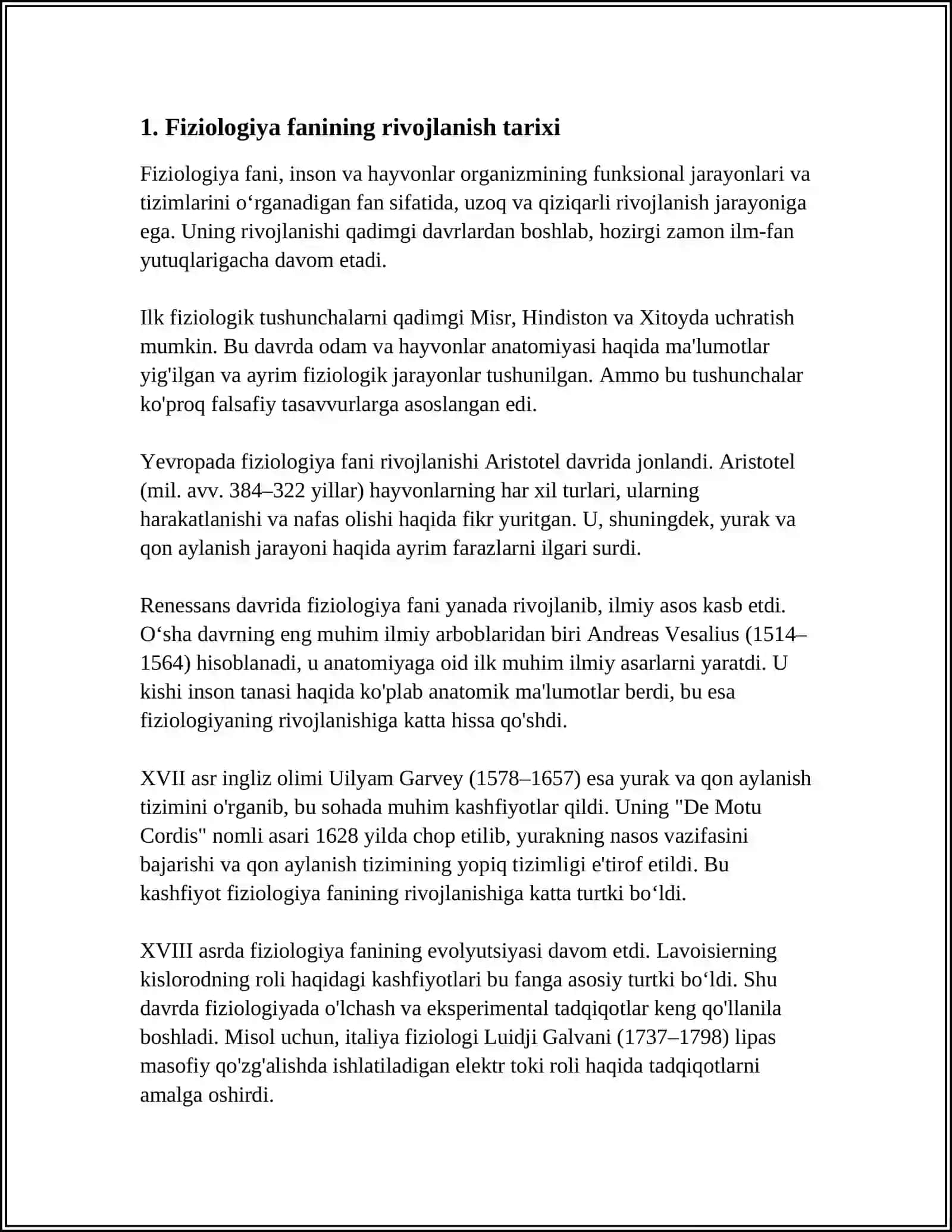 FIZIOLOGIYA FANI, RIVOJLANISHI, TIBBIYOTDA AHAMIYATI. FIZIOLOGIK TEKSHIRUV USULLARI 3