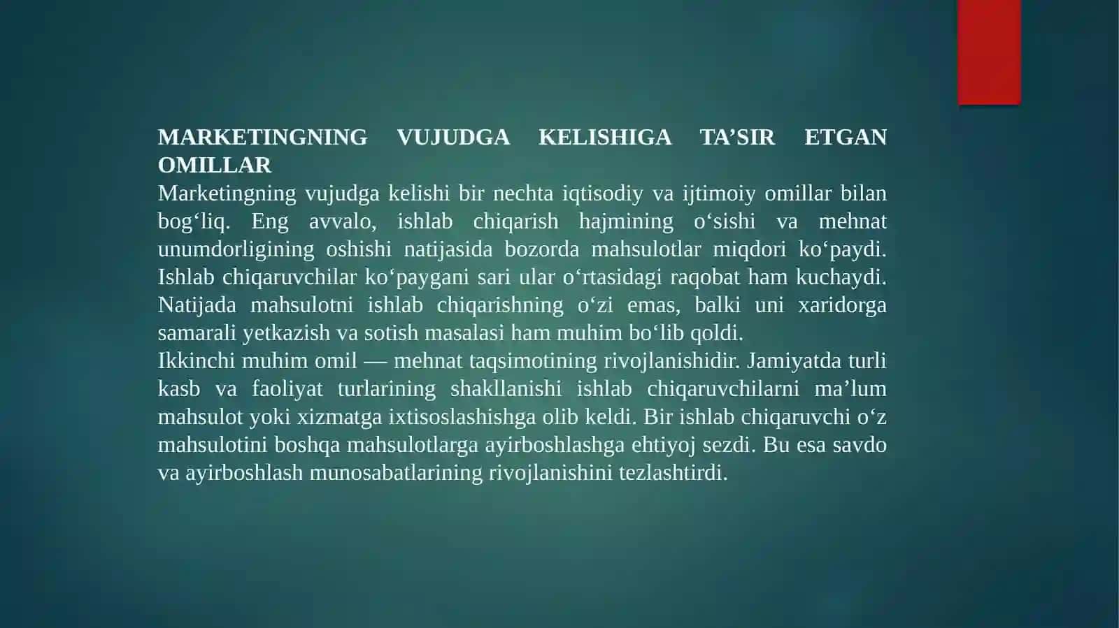 MARKETINGNING VUJUDGA KELISH ASOSLARI, TARIXI VA MARKETING ELEMENTLARI 3