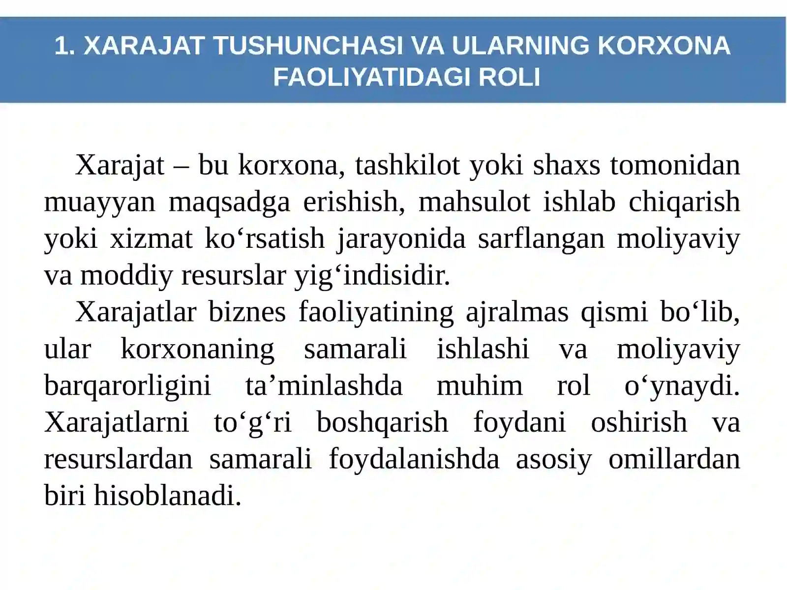 XARAJATLAR TURLARI VA ULARNING TASNIFLANISHI 3