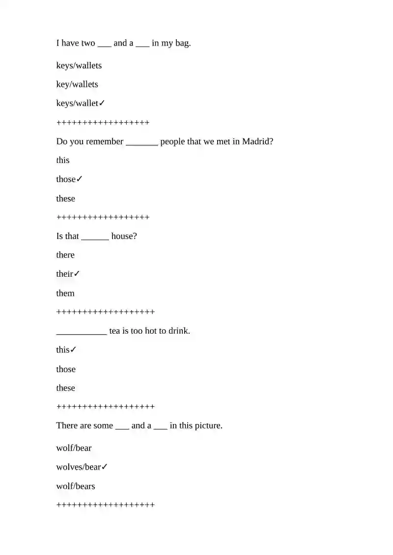 Grammatical exercises 3