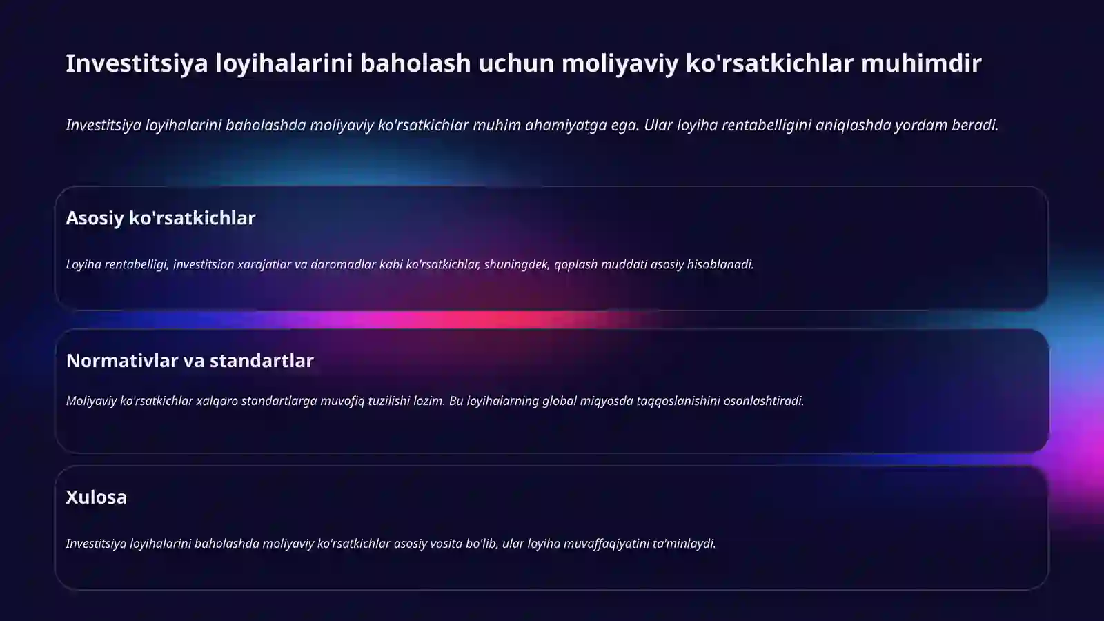 Investitsiya loyihalarining moliyaviy va iqtisodiy samaradorligini baholash 3