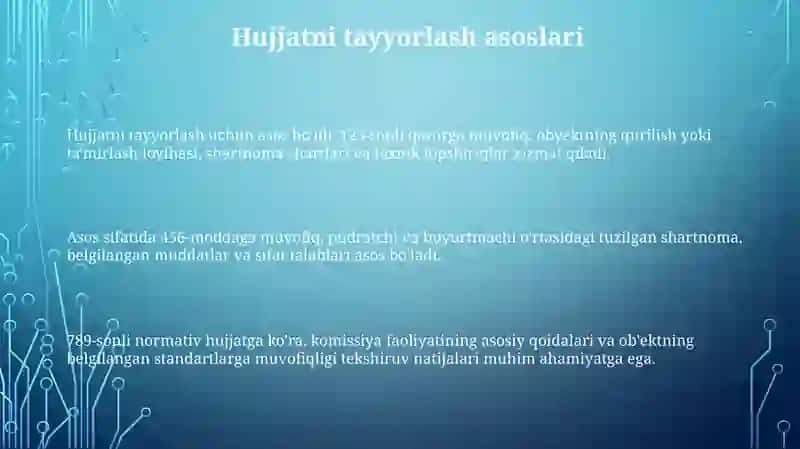 Dalolatnoma tayyorlash ( kamissiya, topshirish - qabul qilish ) 3