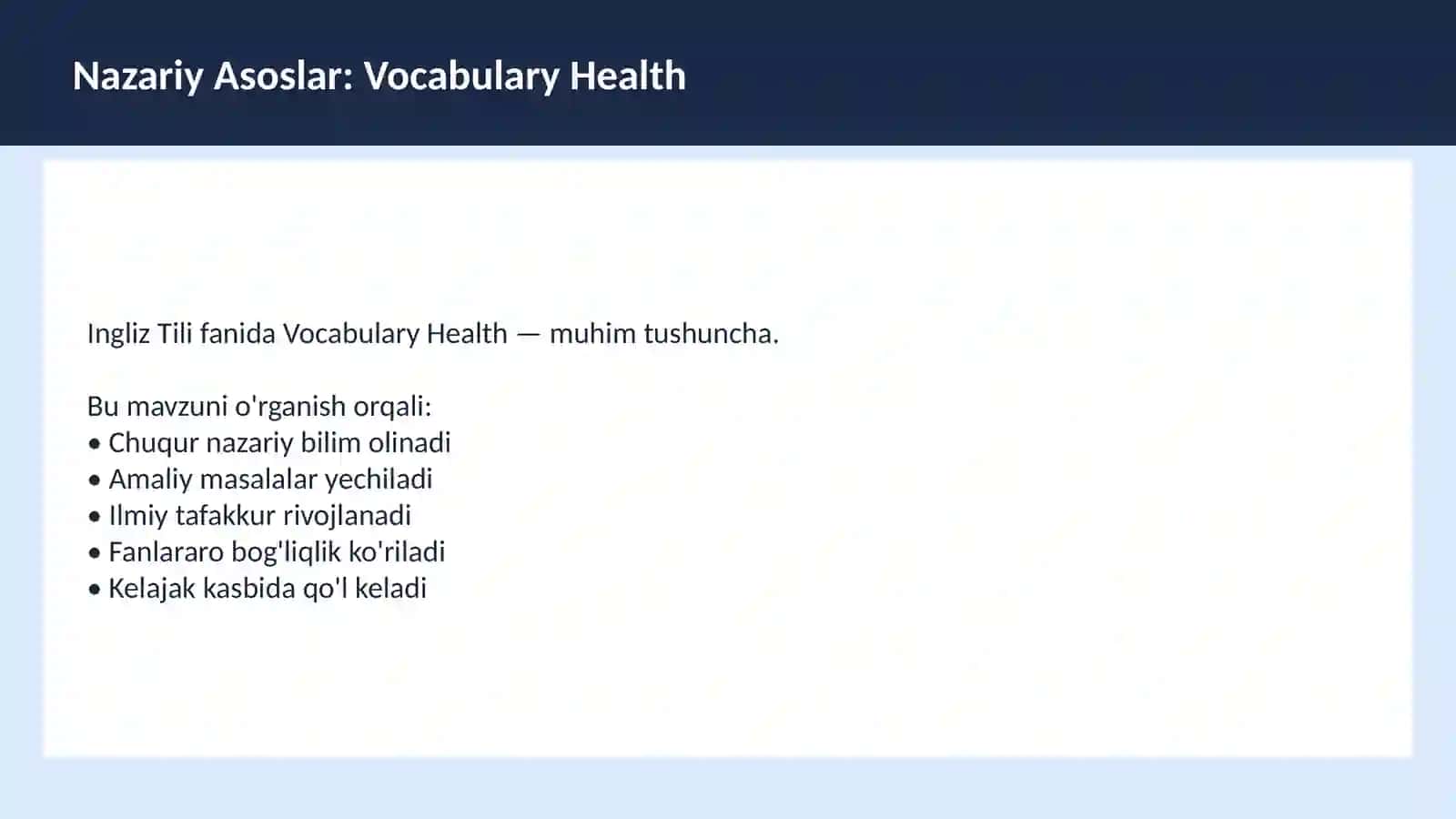 O'qituvchilar va talabalar uchun dars ishlanma 3