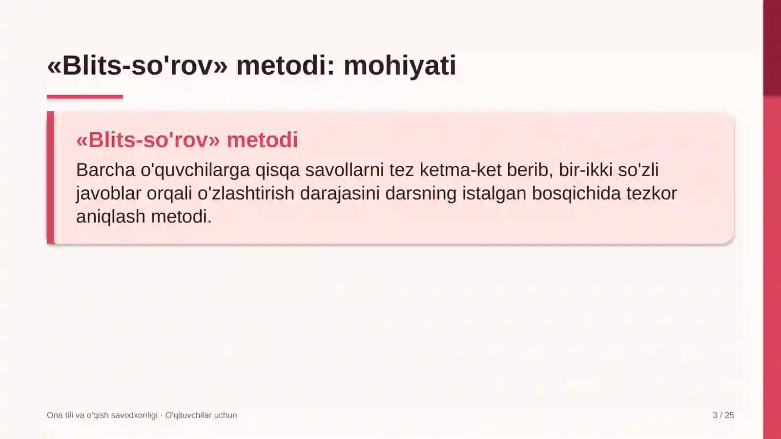 ona tili va o'qish savodxonligi darslarida blits so'rov metodidan foydalanish 8999 3