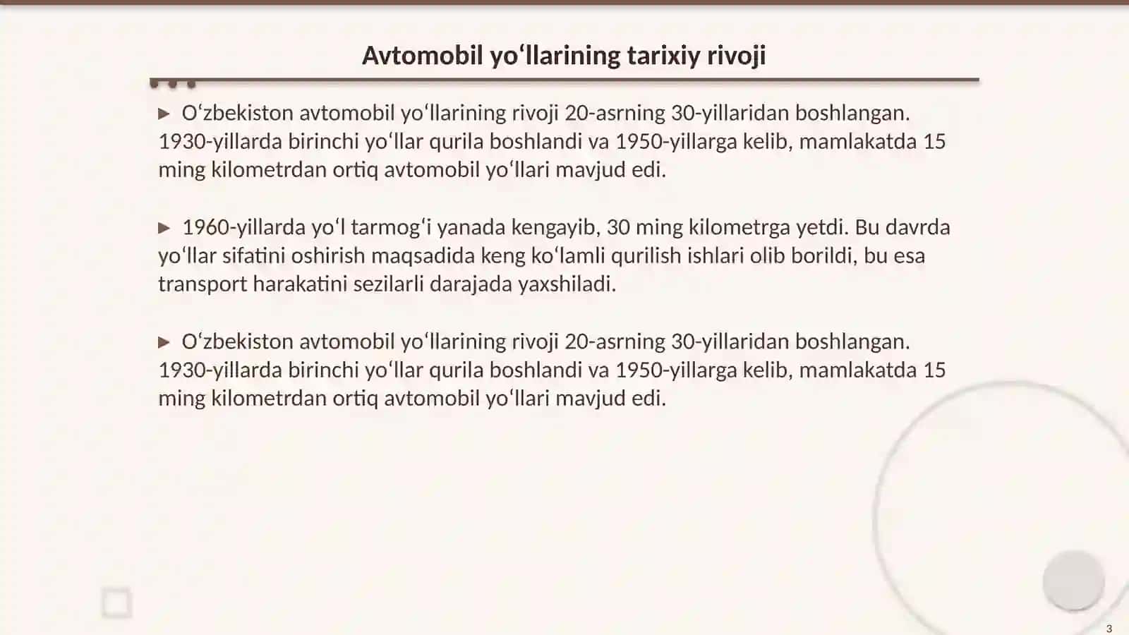 O‘zbekiston Respublikasi avtomobil yo‘llari tarmog’ining zamonaviy holati 3