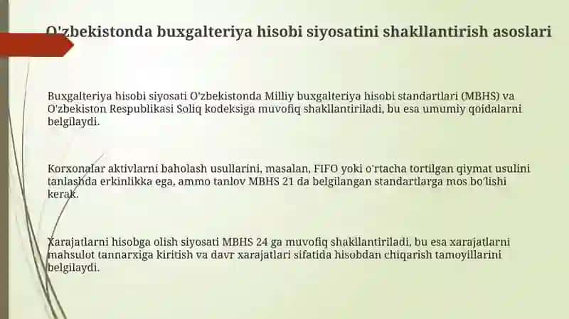 Òzbekiston Respublikasi korxonalarida hisob siyosatining òziga xos xususiyatlari 3